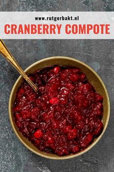 cranberry compote in a bowl with a spoon