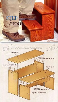 the step stool is made from wood and has been built to fit into any size