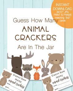 the guess how many animal crackers are in the jar card game is on display