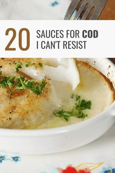 a close up of a plate of food with text overlay reading 20 sauces for god i can't resist