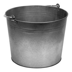 an empty metal bucket on a white background