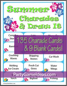 the summer charadess and draw it game is available for kids to play with