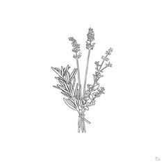 a black and white drawing of some flowers