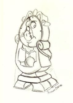 a drawing of a cartoon character sitting down