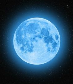 the blue moon is shining brightly in the night sky