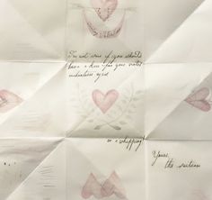 four pieces of paper with hearts on them