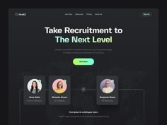 an image of a web page that has people on it and the words take recruit to the next level