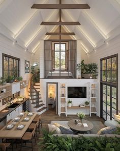 a living room filled with furniture and lots of windows