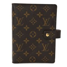 This is an authentic LOUIS VUITTON Monogram Medium Ring Agenda Cover. This agenda cover is crafted of Louis Vuitton monogram-coated canvas. The agenda opens with a gold snap and strap to a cross-grain mocha brown leather interior with patch pockets and a gold six-ring binder to hold the log book and ruler inserts. Agenda Cover, Log Book, Mocha Brown, Price Quote, Ring Binder, Leather Interior, Authentic Louis Vuitton, Ruler, Mocha