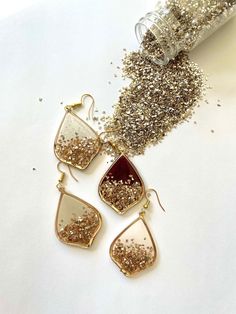 Earrings  Teer drop shape  Glass glitter Polymer clay Resin UV Gold plated hook 4 colors available Polymer Clay Resin, Glass Glitter, Glitter Earrings, Glitter Glass, Clay Jewelry, Jewelry Earrings Dangle, Etsy Earrings, Gold Plate, Polymer Clay