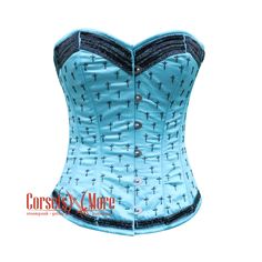 You can have everything you want in life if you dress for it This sky blue corset with black cross pattern is best for both day and night Events.you can style them with black, white or even with beige bottoms The sweetheart neckline with back lace will beautifully define the entire outfit . Recreate the 2018 met gala theme! Specifications: Overbust pattern perfect for long, medium & short torso female. Front length is 14 inches (35.5 cm). Bust to bottom length is 15.5 inches (39.4 cm). Side leng Burlesque Halloween Costumes, Burlesque Halloween, Torso Female, Korsett Top, Halloween Corset, Gala Themes, Burlesque Costume, Blue Corset, Lace Tights