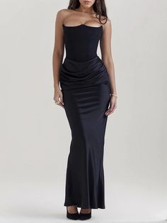 Backless Bodycon Maxi Gown 파티 드레스, Strapless Corset, Strapless Maxi, Bodycon Maxi Dresses, Satin Maxi, Strapless Maxi Dress, Satin Maxi Dress, Botswana, Barbados