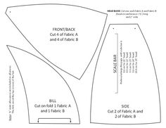 the front and back sides of a sewing pattern, with measurements for each piece to be sew