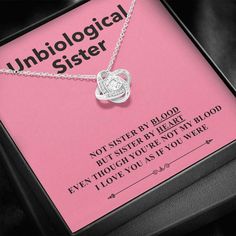 FREE WORLDWIDE SHIPPING ON ALL ORDERS! Many can be friends, but few of every true friendship stop being friends and start become sisters. Remind your unbiological sister of how special there are to you. The Love Knot Necklace represents an unbreakable bond between two souls. This symbol of eternal love is a forever favorite and trending everywhere. Available in 14K White Gold finish, comes with luxury gift box. #birthday #christmas #graduation #lastminute #bridemaid Bur Basket, Unbiological Sister, Sisters By Heart, Love Knot Necklace, True Friendship, Sister Love, Love Knot, Luxury Gift Box, Heart Gifts