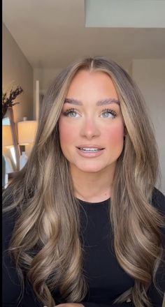 Super Natural Balayage, Blue Eyes Dark Blonde Hair, Golden Hair With Lowlights, Brunette Roots Blonde Hair Balayage, Dimensional Blonde Brunette, Light Hair With Dark Roots, Blended Money Piece Hair Brunette, Dark Blonde Hair Cool Tone, Olivia Stallings Hair