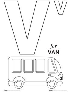 the letter v is for van coloring page