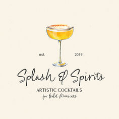 splash & spirits artistic cocktails for bedtime memories logo design by graphic art studio