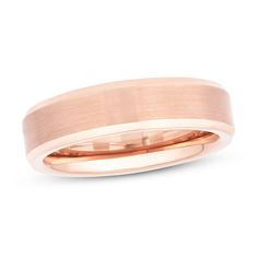 A satin finish and polished edges add subtle contrast to this dashing wedding band. Crafted of rose tungsten carbide, the 6mm band is This wedding band is available in sizes for men or women. Tungsten Metal, Forever Wedding, Kay Jewelers, Satin Wedding, Mens Band, Womens Wedding Bands, Now And Forever, Tungsten Carbide, Wedding Board