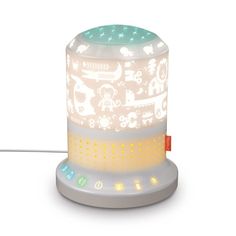 an electronic lamp with animals and letters on it