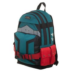 You'll get your own quirk when you grab this My Hero Academia laptop backpack. This incredible backpack mirrors its design after Deku himself, complete with four red side snap pockets. The two front zippered pockets and two zippered main compartments will fit your laptop and other essentials close by. Deku Backpack, Anime Fits, Staff Anime, My Hero Academia Deku, My Hero Academia Merchandise, Loki Fanart, Kawaii Things, Poster Anime, Backpack Reviews