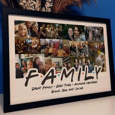 🌟 A Beautiful Personalized Family Photo Collage Wall Art Print. Available Framed in a variety of sizes including A4, A3, 8x10 and 5x7. Treat your family with a unique family memories print, perfect for every occasion. From birthdays, parties and christenings to housewarming gifts and Christmas. A framed print of your families favourite pictures is the perfect choice. 🌟 How to Order: 1) Select your desired print size and frame option 2) Pick how many photos you would like on your print 3) Write the following in the Personalisation box; - Your family names to go at the bottom - A custom subtitle or it will be kept as: Great Family + Good Times + Amazing Memories Then send your images via email to: madebywilsonuk @ gmail.com or via ETSY messages. 4) Add to basket and await your beautiful cu Family Photo Collage Wall, Family Picture Collage, Family Collage Frame, Family Picture Collages, Family Photo Collage, Photo Collage Wall, Family Collage, Collage Foto, Family Photo Collages