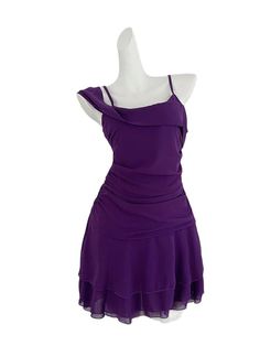 Women's Purple Sundress A-line Mini Evening Dress Vintage Off Shoulder Dresses Y2k Elegant One Piece Mini Evening Dress, One Piece Frock, Purple Sundress, Dresses Y2k, Evening Mini Dresses, 2000s Clothes, Shoulder Dresses, Strap Dresses, Off Shoulder Dresses