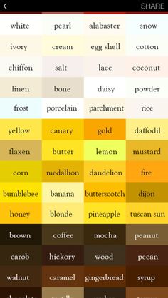 the color scheme for different types of paint and their names are shown in this screenshot