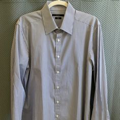 Brand New Gucci Blue Stripped French Cuff Dress Shirt. 100% Authentic. 100% Cotton. Size 44/17.5 Fitted Shirt. Mother Of Pearl Buttons. Made In Italy. Gucci Button-up Shirt For Spring, Blue Gucci Tops For Spring, Spring Blue Gucci Tops, Gucci Cotton Shirt For Workwear, Gucci Designer Tops For Formal Occasions, Designer Gucci Tops For Formal Occasions, Gucci Formal Button-up Shirt, Gucci Cotton Shirt For Work, Gucci Spread Collar Tops For Work