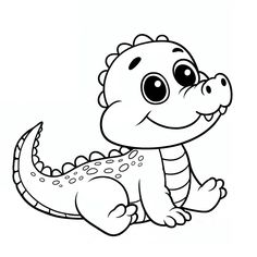 a cartoon alligator sitting on the ground