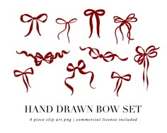 the hand drawn bow set is shown in red