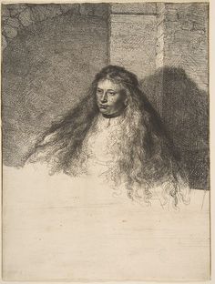 a drawing of a woman with long hair