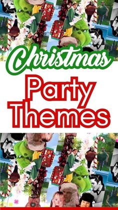 christmas party themes for photoshopped with santa clause hats and candy canes on them