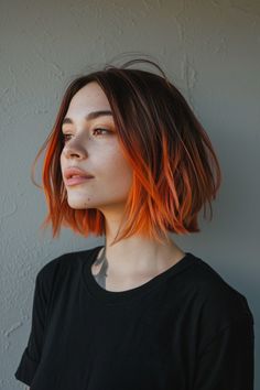 These 20 Razor Cut Bobs Are Pure Hair Goals Bob Haircut And Color, Short Hair Sassy Styles, Long Bob Alternative, Cyberpunk Bob Hair, Block Color Bangs, Two Tone Bob Hairstyles, Bob Alternative Hair, Edgy Long Bob Haircuts, Edgy Bob Haircuts With Bangs