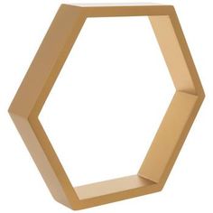 a wooden hexagonal shelf on a white background