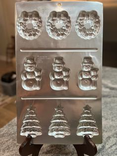 an ice tray with christmas trees on it