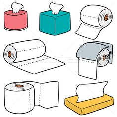 different types of toilet paper on white background stock photo - image 349782