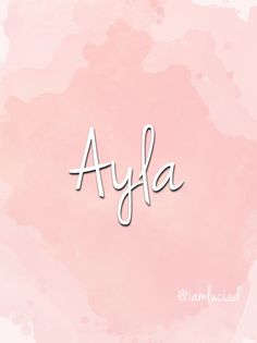 the word ava is written in cursive writing on a pink watercolor background