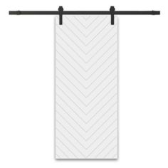 a white and black towel hanging on a metal bar with an arrow pattern in the middle