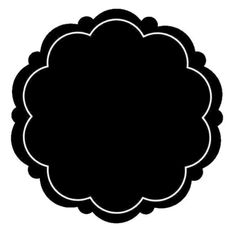 a black and white silhouette of a flower with an oval frame in the center on a white background