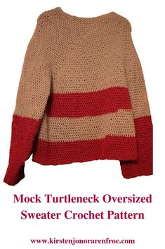 a knitted sweater with red and beige stripes