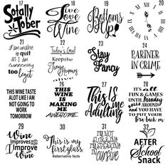 twelve days of the week handwritten font and calligraphy for your design projects or scrapbook