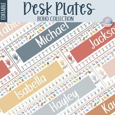 the desk plates collection includes name tags and labels