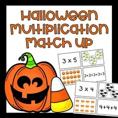 halloween themed addition match up with pumpkins and candy