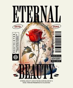 an advertisement for beauty products with a red rose on the front and bottom half of it