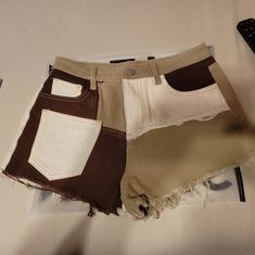 Nwot Shorts Trendy Brown Shorts, Trendy Brown Short Jean Shorts, Cheap Brown Bottoms With Built-in Shorts, Beige Streetwear Bottoms With Built-in Shorts, Vintage Brown Cotton Shorts, High Wasted Jeans, White Jean Shorts, Black Jean Shorts, Ripped Denim Shorts