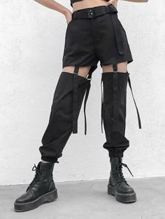 High Waist Techwear Cargo Jeans For Streetwear, Fitted Utility Parachute Pants For Streetwear, Fitted Cargo Pants With Belt Loops For Streetwear, Fitted Grunge Cotton Cargo Pants, Fitted Cotton Cargo Pants In Grunge Style, High Waist Techwear Streetwear Bottoms, Edgy High Waist Cargo Pants For Streetwear, High Waist Techwear Bottoms For Streetwear, Grunge Streetwear Cargo Pants With Belt Loops