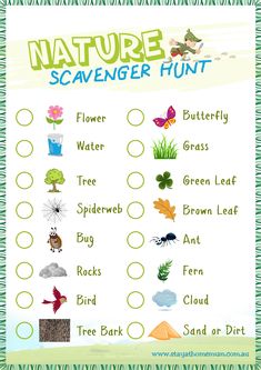 the nature scavenger hunt is shown here