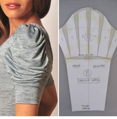 a woman's top is shown next to an image of the back of her shirt