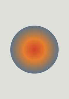 an orange and blue circle on a gray background