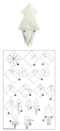 the instructions for how to make an origami bird with paper and scissors on it